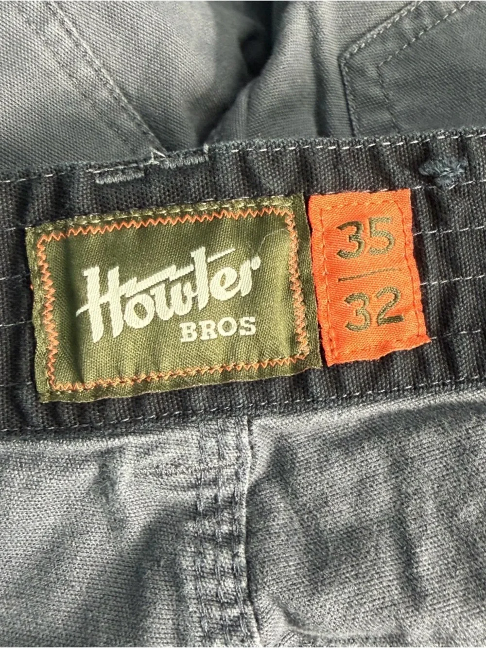 Howler Brothers Pants Men 35x32 (35x29) Frontside 5 Pocket Cordura Canvas Gray